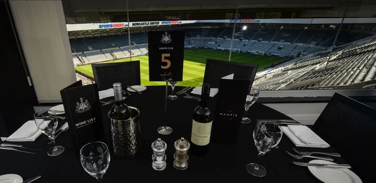 Không gian sang trọng của khu vực Hospitality tại sân St. James' Park Newcastle