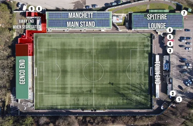 Sơ đồ bố trí chỗ ngồi Gallagher Stadium, hướng dẫn vị trí các khán đài và tiện ích tại sân Maidstone United