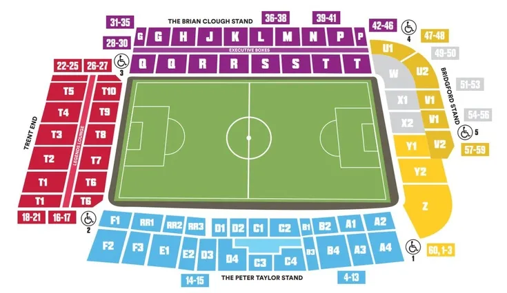 Sơ đồ chỗ ngồi sân The City Ground